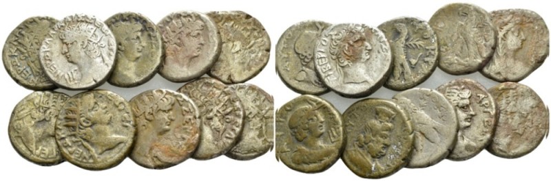 Egypt, Alexandria Nero, 54-68 Lot of 10 Tetradrachms circa, billon -mm., 121.53g...