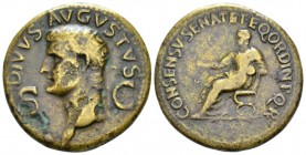 Divus Augustus. Dupondius circa 37-41, Æ 29mm., 15.45g. Radiate head of Augustus l.; in field, S – C. Rev. CONSENSV·SENAT·ET·EQ·ORDIN·P·Q·R· C 87. RIC...