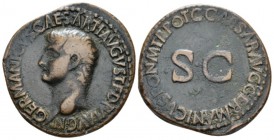 Germanicus, father of Gaius As circa 37-41, Æ 30mm., 11.38g. Bare head l. Rev. C CAESAR AVG GERMANICVS PON M TR POT around S C. C 1. RIC Gaius 35.

...