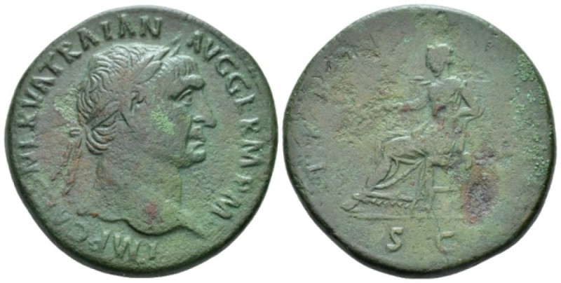 Trajan, 98-117 Sestertius circa 101-102, Æ 33.8mm., 24.46g. Laureate head r. rev...