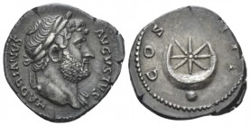 Hadrian, 117-138 Denarius circa 126-127, AR 20mm., 2.82g. Laureate bust r. Rev. Crescent; above, star and below, globe. C 460. RIC 865.

Lovely old ...