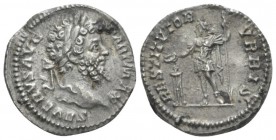 Septimius Severus, 193-211 Denarius circa 200-201, AR 18.4mm., 2.96g. Laureate head r. Rev. RESTITVTOR VRBIS The Emperor in military dress, standing l...