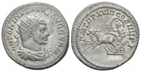 Caracalla, 198-217 Antoninianus circa 215, AR 23mm., 5.75g. Radiate, draped and cuirassed bust r. Rev. Diana with crescent driving fast biga. C 294. R...