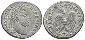 Caracalla, 198-217 Tetradrachm Laodicea circa 212, AR 27.6mm., 11.57g. Laureate and draped bust r. Rev. Eagle standing facing, head and tail left, wit...