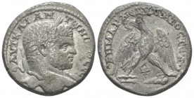 Caracalla, 198-217 Tetradrachm Tyre (Phoenicia) circa 213-217, AR 26.2mm., 13.08g. Laureate bust r., with drapery at front of truncation. Rev. ΔΗΜΑΡX ...