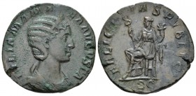 Julia Mamaea, mother of Severus Alexander Sestertius circa 230, Æ 29mm., 14.81g. Diademed and draped bust r. Rev. Felicitas seated l., holding caduceu...