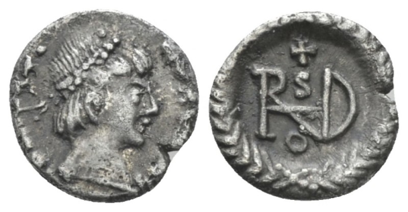 Theoderic, 493-526. Pseudo-Imperial Coinage. In the name of Justin I, 518-526. Q...