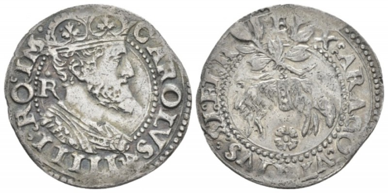 Napoli, Carlo V Imperatore, 1516-1554 Carlino circa 1516-1554, AR 24mm., 2.91g. ...