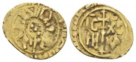 Palermo or Messina, The Normans in South Italy and Sicily. Roger II as King, 1130-1154. Tari After 140. Post reform issue., AV 13.4mm., 0.99g. Sp. 66....