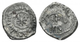 Palermo, The Normans in South Italy and Sicily. William I, 1154-1156. Dirhem fraction circa 1154-1156, AR 10.2mm., 0.98g. Sp. 96. MIN 301. MIR 436. ME...