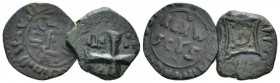 Messina, The Normans in South Italy and Sicily. William II, 1166-1189. Lot of 2 fractions circa 1166-1189, Æ -mm., 2.62g. Sp. 119, MIR 38, MEC 14, 401...