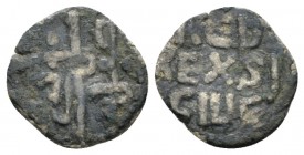 Palermo, The Normans in South Italy and Sicily. Tancredi, 1190-1194 Quarto di Tercernar circa 1190-1194, Æ 11.3mm., 0.52g. MIR 451. MEC 14, 44a.

Ve...