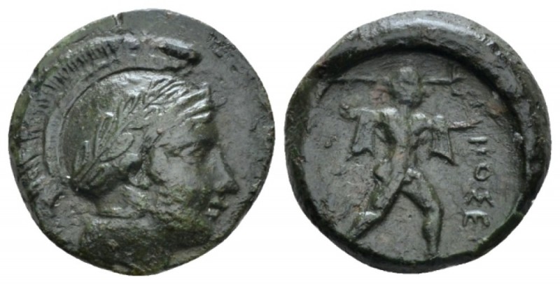 Lucania, Poseidonia Bronze circa 420-390, Æ 16mm., 2.82g. , AE 16mm, 2.82g. Head...