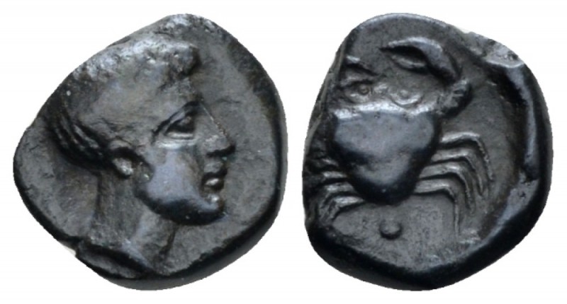 Sicily, Motya Uncia` circa IV century BC, Æ 8mm., 0.93g. Male head r. Rev. Crab;...