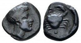 Sicily, Motya Uncia` circa IV century BC, Æ 8mm., 0.93g. Male head r. Rev. Crab; below, pellet. SNG ANS 510. Calciati 9.

Rare, Very Fine.

 

I...