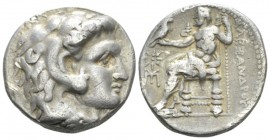 Kingdom of Macedon, Alexander III, 336 – 323 Sardes Tetradrachm circa 318-315, AR 25mm., 16.78g. Head of Heracles r., wearing lion skin. Rev. Zeus sea...