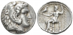 Kingdom of Macedon, Alexander III, 336 – 32 Tyre Tetradrachm circa 305-290, AR 25mm., 17.10g. Head of Heracles r., wearing lion-skin headdress r. Rev....