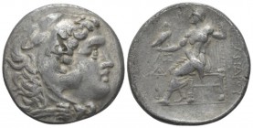 Kingdom of Macedon, Alexander III, 336 – 323 Odessus Tetradrachm circa 280-200, AR 28mm., 16.63g. Head of Heracles r., wearing lion skin. Rev. Zeus se...