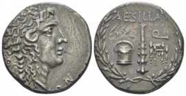 Macedon under the Romans, Aesillas quaestor. uncertain mint Tetradrachm circa 95-70, AR 25mm., 16.36g. Head of the deified Alexander the Great r. Rev....
