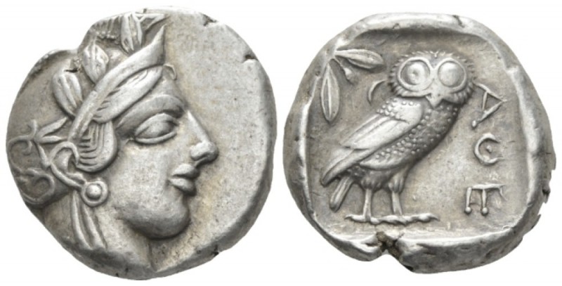 Attica, Athens Tetradrachm after 449, AR 24mm., 17.13g. Head of Athena r., weari...