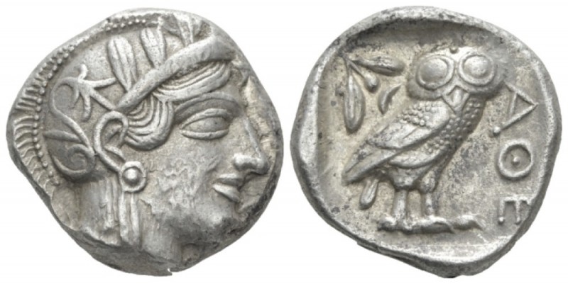 Attica, Athens Tetradrachm circa 440-430, AR 23mm., 17.16g. Head of Athena r., w...