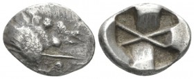 Lycia, Dynasts of Lycia. Tetrobol circa 520-480, AR 18mm., 2.53g. Forepart of boar. Rev. Quadripartite incuse. cf. SNG von Aulock 5051. Very fine 100...