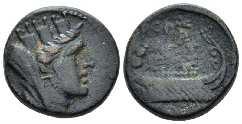 Phoenicia, Tyre Bronze circa 98 BC – 5 AD, Æ 20mm., 6.84g. Turreted and veiled h...