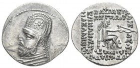 Parthia, Mithradates III, 87-80 Ecbatana Drachm circa 87-80, AR 20mm., 4.09g. Bust l., wearing tiara decorated with eight-rayed star. Rev. Archer (Ars...