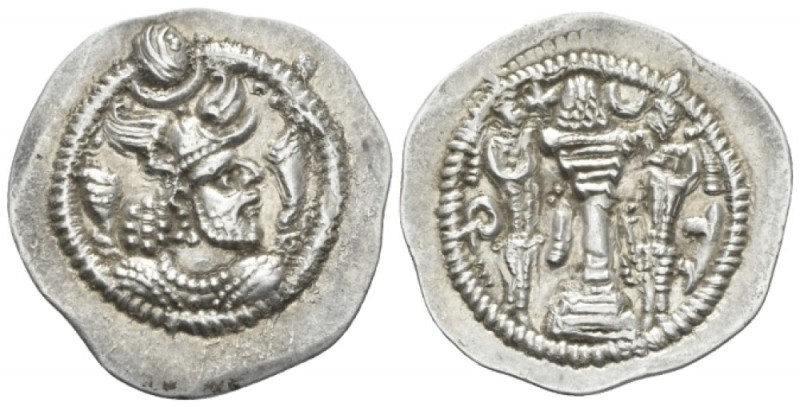 Parthia, Sasanian Kings. Peroz, 457-484 Uzbekistan Drachm circa 457-484, AR 26mm...