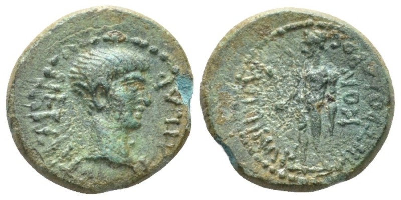 Lydia, Hypaepa Nero, 54-68 Bronze circa 55, Æ 16.4mm., 2.32g. NEPΩN KAIΣAP Bare ...