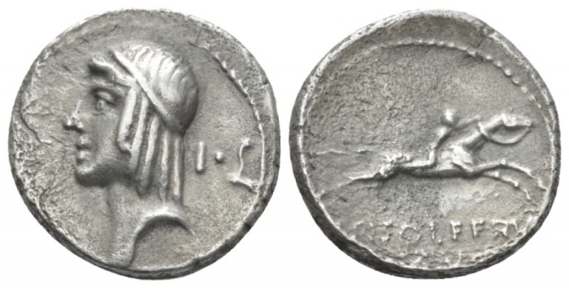 C. Calpurnius Piso L. f. Frugi. Denarius circa 67, AR 16.8mm., 3.78g. Head of Ap...