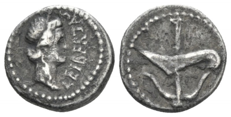 M. Iunius Brutus Quinarius mint moving with Brutus 43-42, AR 12.7mm., 1.81g. Dia...