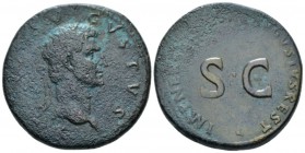 Divus Augustus. Sestertius circa 96-98, Æ 35mm., 27.50g. Laureate head r. Rev. SC within legend. C 570. RIC Nerva 136.

Rare, brown tone, rough surf...