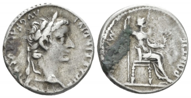 Tiberius, 14-37 Denarius Lugdunum circa 14-37, AR 18mm., 3.84g. Laureate head r....