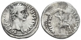 Tiberius, 14-37 Denarius Lugdunum circa 14-37, AR 19mm., 3.45g. Laureate head r. Rev. Pax-Livia figure seated r., holding sceptre in r. hand and branc...
