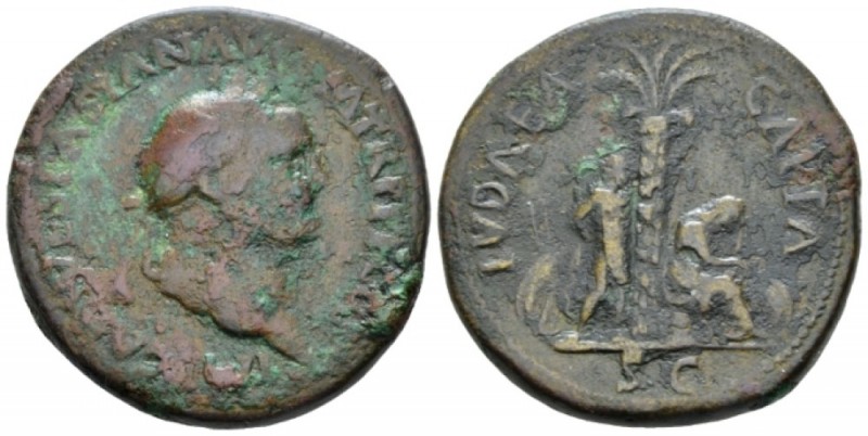 Vespasian, 69-79 Sestertius circa 71, Æ 35mm., 25.67g. Laureate head r. Rev. Jew...