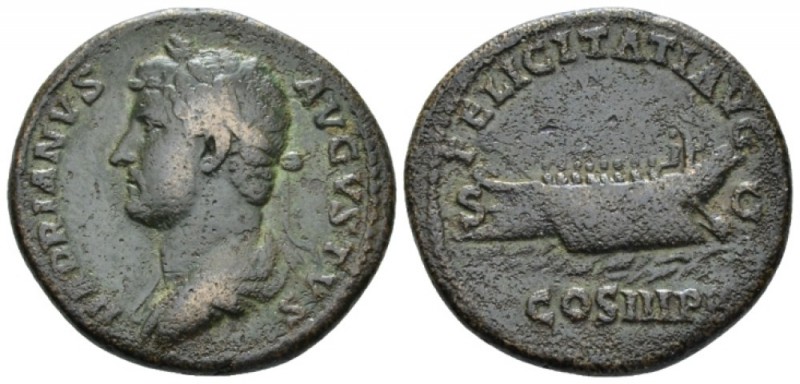 Hadrian, 117-138 As circa 129-130, Æ 28mm., 10.86g. Laureate, draped and cuirass...