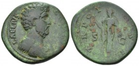 Aelius Caesar, 136-138 Sestertius circa 137, Æ 33mm., 24.13g. Bare-headed, draped and cuirassed bust r. Rev. Spes advancing l., holding flower and rai...