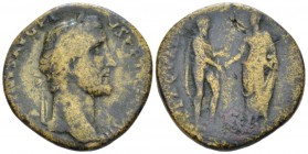 Antoninus Pius, 138-161 Sestertius circa 143, Æ 30mm., 21.87g. Laureate head r. Rev. Pius standing l., presenting a diadem to the king of the Quadi st...