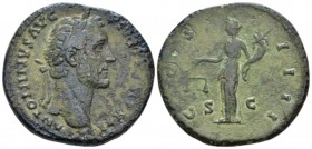 Antoninus Pius, 138-161 Sestertius circa 148-149, Æ 32mm., 25.79g. Laureate head r. Rev. Aequitas standing l., holding scales and cornucopiae. C 232. ...