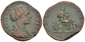 Lucilla, daughter of M. Aurelius and wife of Lucius Verus Sestertius circa 161-169, Æ 30mm., 24.42g. Draped bust r. Rev. Fecunditas (or Lucilla) seate...