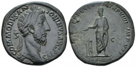 Commodus, 177-192 Sestertius circa 184, Æ 31mm., 25.08g. Laureate head r. Rev. Commodus, veiled, sacrificing over tripod. C 989. RIC 441.

Attractiv...