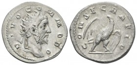 Divus Commodus. Died 192. Antoninianus circa 250-251, AR 22mm., 3.53g. Radiate head r. Rev. Eagle standing r., head l. C 1009. RIC T. Decius 94.

Go...