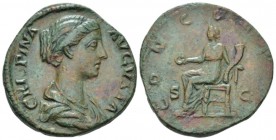 Crispina, wife of Commodus Sestertius circa 180-183 or later (?), Æ 30mm., 21.42g. Draped bust r. Rev. Concordia seated l., holding patera and cornuco...