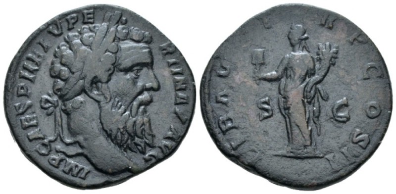 Pertinax, 193 Sestertius circa 193, Æ 31.1mm., 19.96g. Laureate head r. Rev. Lib...