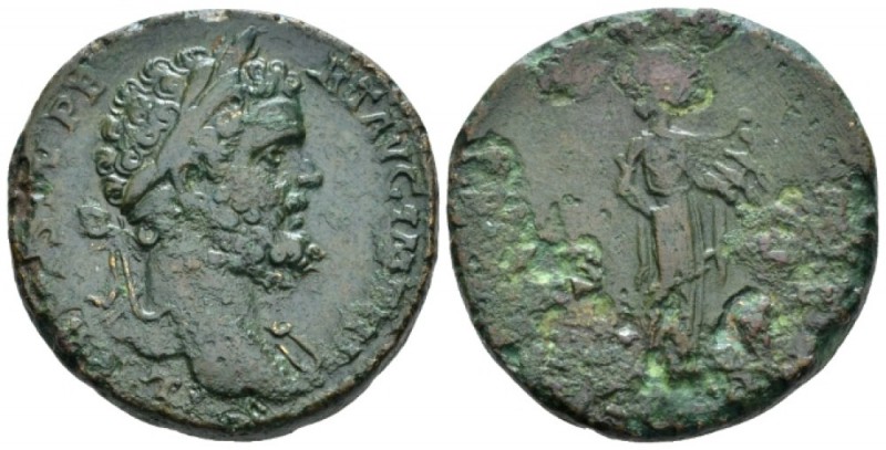 Septimius Severus, 193-211 Sestertius circa 194, Æ 30mm., 25.84g. Laureate bust ...