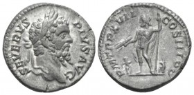 Septimius Severus, 193-211 Denarius circa 209, AR 19mm., 3.70g. SEVERVS PIVS AVG Laureate head r. Rev. P M TR P XVII COS III PP Jupiter standing l., h...