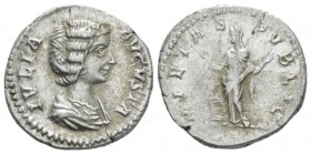 Julia Domna, wife of Septimius Severus Denarius circa 196-211, AR 18mm., 3.61g. Draped bust r. Rev. Pietas standing l., raising both hands at altar. C...
