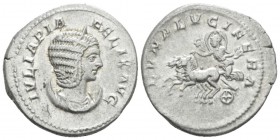 Julia Domna, wife of Septimius Severus Antoninianus circa 211-217, AR 23mm., 5.57g. Diademed and draped bust r. on crescent. Rev. Luna with cloak floa...