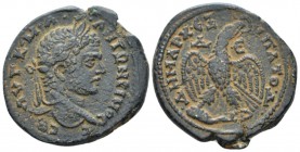 Caracalla, 198-217 Tetradrachm Antioch circa 215-217, AR 27.5mm., 12.09g. Laureate head r. Rev. Eagle, with wreath in beak, standing facing, head r. a...